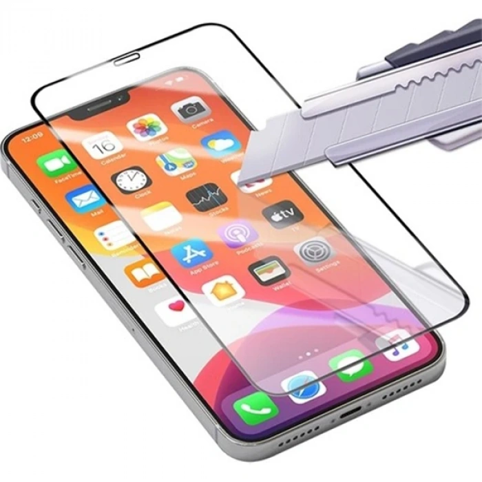 Best İphone 12 Pro Max 6.7 9h 3d Tempered Full Cam Ekran Koruyucu-(5775)