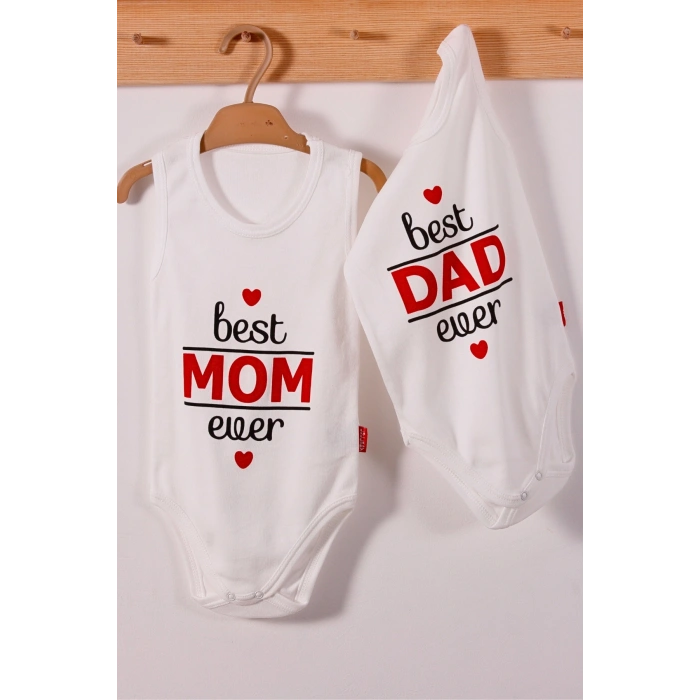 Best Mom ve Dad Desenli Askılı Unisex Body