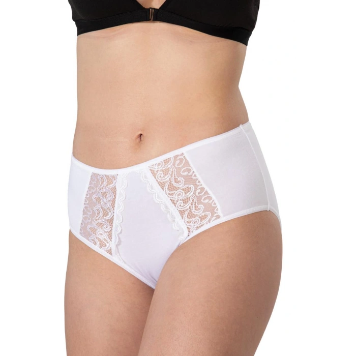 MARSİLYAN™ BEYAZ MI  1445 Modal Cotton Yüksekbel Dantelli Külot