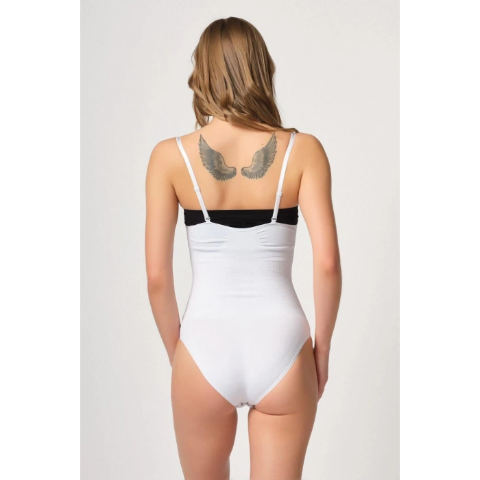 MARSİLYAN™ BEYAZ MI  2043 Göğsü Açık Agraflı Body Korse