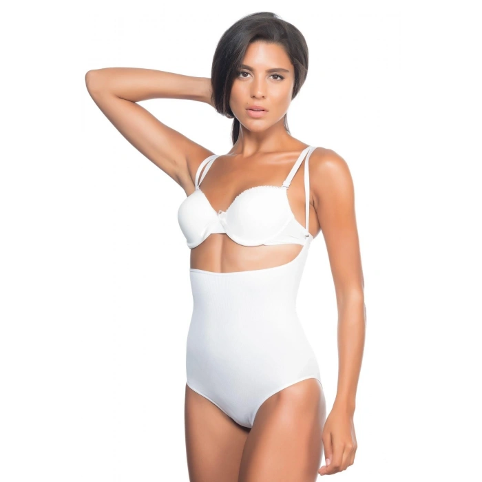 MARSİLYAN™ BEYAZ MI  2073 Göğüsü Açık Desenli Body Korse