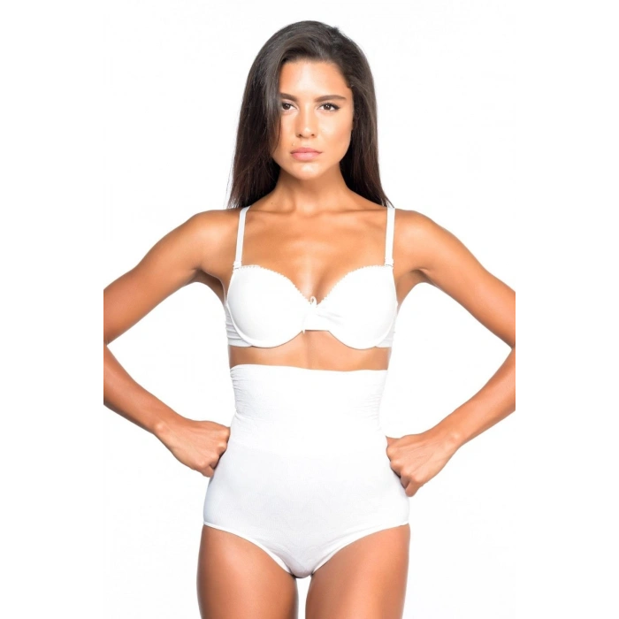 MARSİLYAN™ BEYAZ MI  2079 Yüksek Bel Desenli Double Slip Korse
