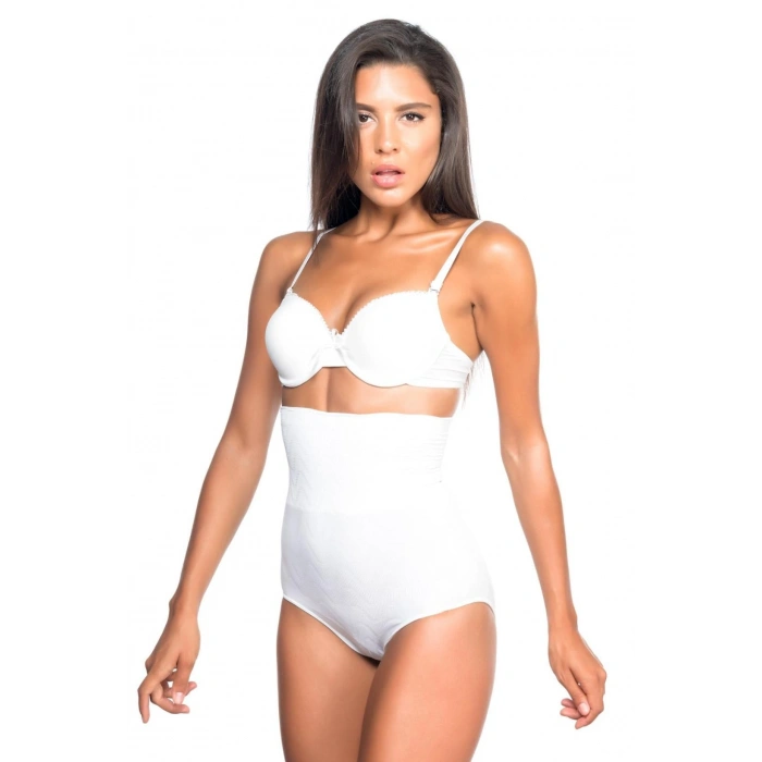 MARSİLYAN™ BEYAZ MI  2079 Yüksek Bel Desenli Double Slip Korse
