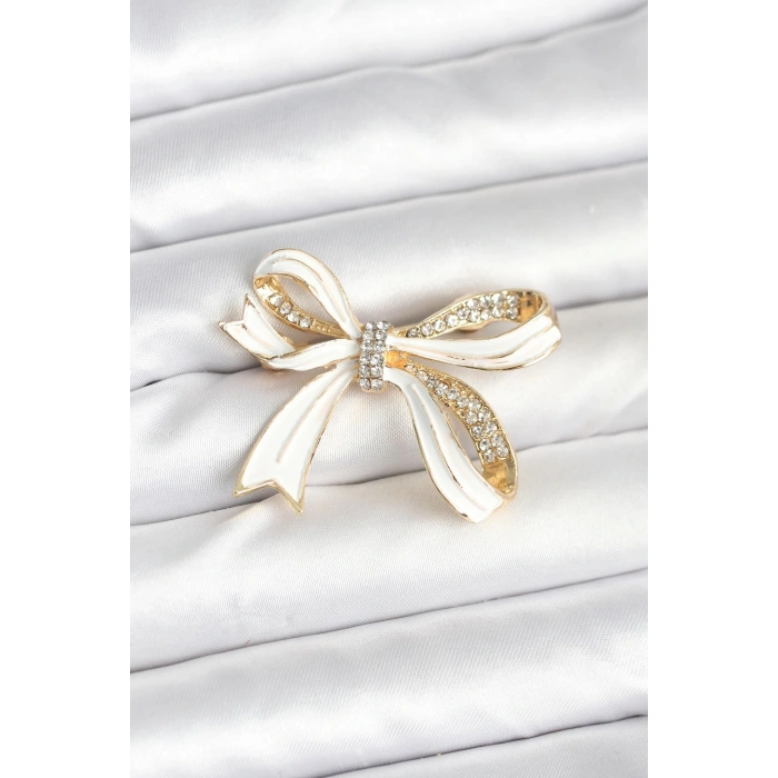 Beyaz Renk Fiyonk Model Broş - TJ-BR461