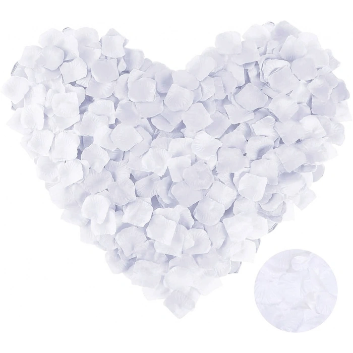 Beyaz Renk Gül Yaprağı Şekilli Konfeti 10 Paket 1000 Adet (4887)