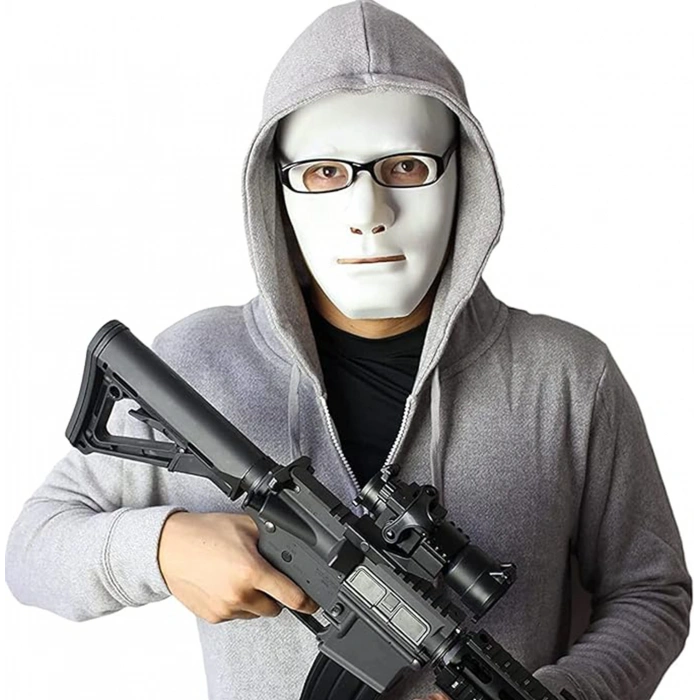 Beyaz Renk Hip Hop Anonim Jabbawockeez Dans Maskesi 18x19 cm (4887)