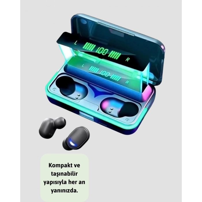 Bluetooth 5.1  Kulaklığı Led Ekranlı Powerbank Kulaklık