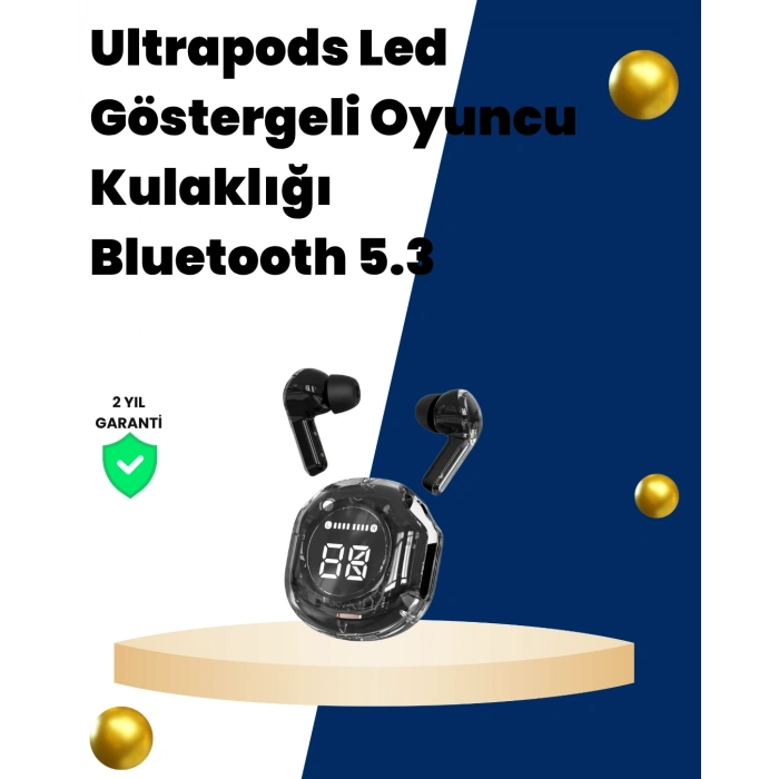Bluetooth 5.3 Kablosuz Kulaklık 30mm Sürücü Led Ekranlı Mikrofonlu