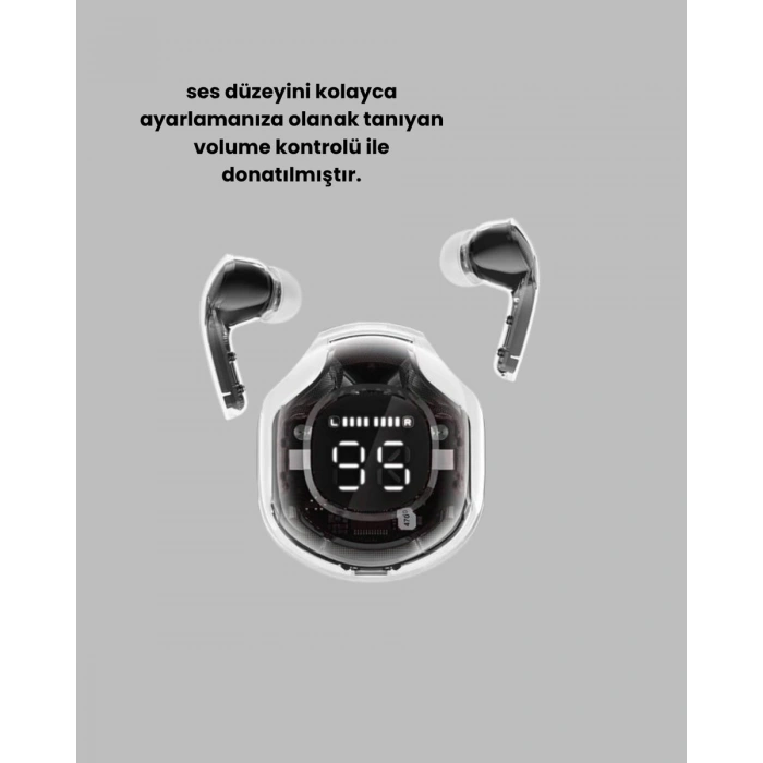 Bluetooth 5.3 Kablosuz Kulaklık 30mm Sürücü Led Ekranlı Mikrofonlu