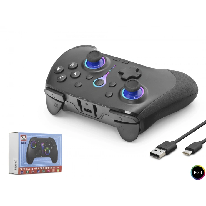 Bluetooth Gamepad Pc Ios Android Switch Ps3 Ps4 Uyumlu Rgb - Siyah ND505B