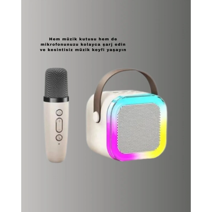Bluetooth Karaoke Mikrofon Ve Hoparlör Seti Taşınabilir