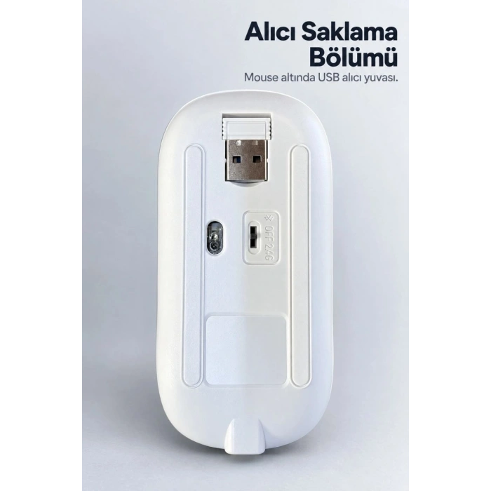 Bluetooth Klavye Mouse Seti Türkçe Tuş Dizilimli Beyaz