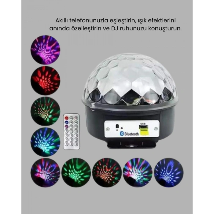Bluetooth Kontrollü Masaüstü Disko Topu Işığı – Renkli Led Işık Gösterisi Ve Uzaktan Kumanda