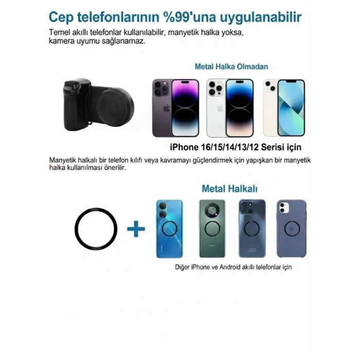 Bluetooth Manyetik Telefon Yapıştırma Kavrama Halka Dolgu Işığı İle Magsafe Selfie Klips
