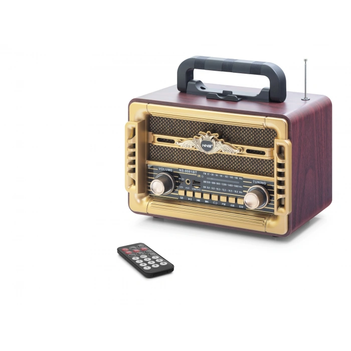 Bluetooth Nostaljik Hoparlör Fm Kumandalı 28 X 14.1 X 21 Cm NS8081BT