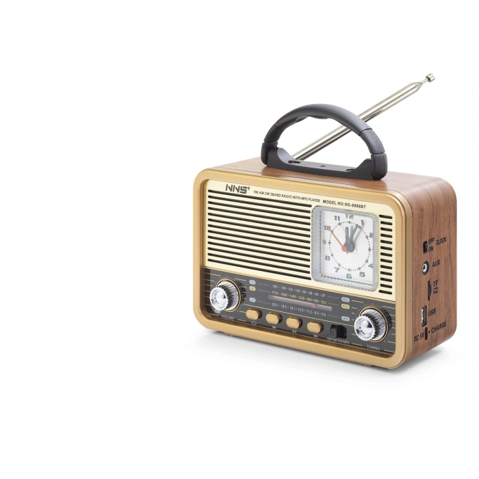 Bluetooth Nostaljik Hoparlör Fm Retro Saatli 20 X 10.2 X 14.5 Cm NS8898BT