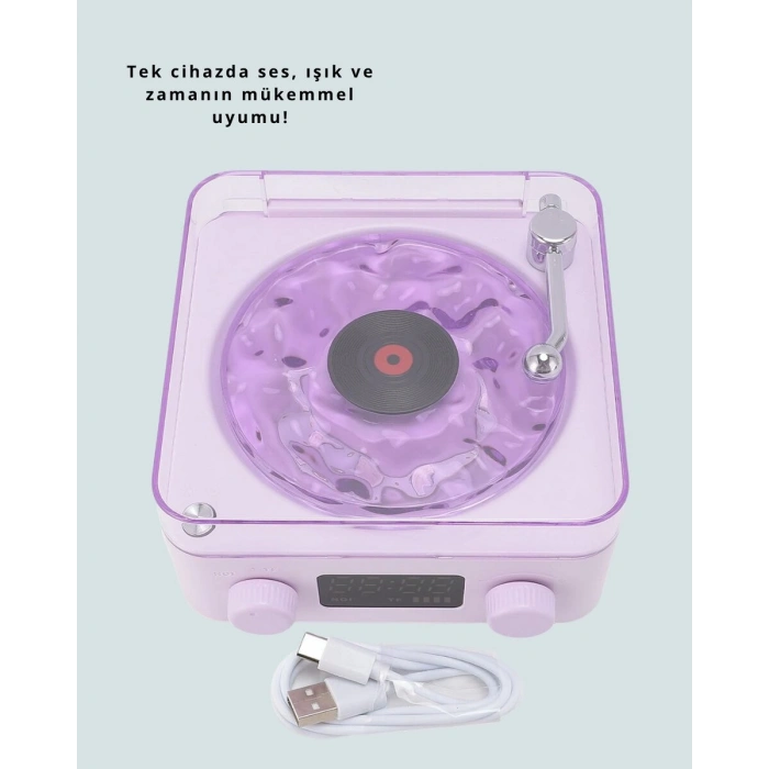 Bluetooth Retro Pikap Hoparlör – Projektörlü Gece Lambası