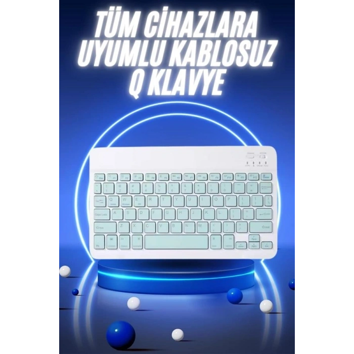 Bluetooth Şarj Edilebilir Mini Q Klavye Kablosuz Taşınabilir