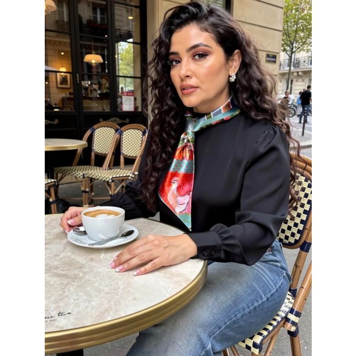 Bohem  Çiçek Desenli Modern Desenli Fular,Boyun, Çanta & Saç Aksesuarı – Şık Hediye Alternatifi