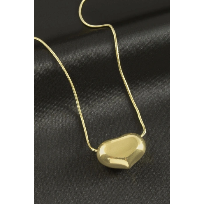 Bombeli Kalp Lüks Çelik Kolye