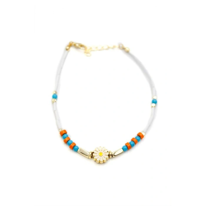 Boncuklu Papatya Halhal - Altın