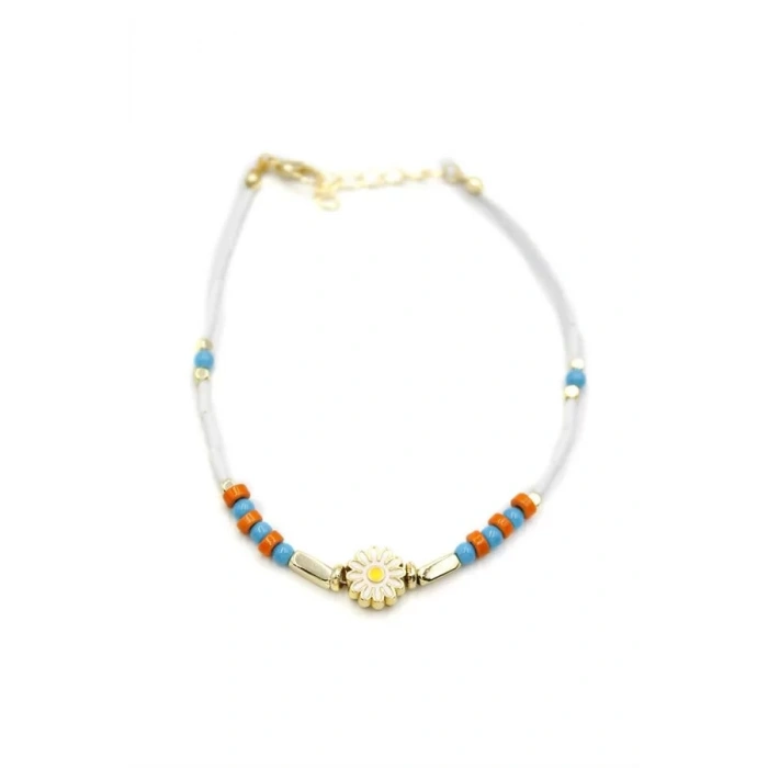 Boncuklu Papatya Halhal - Altın