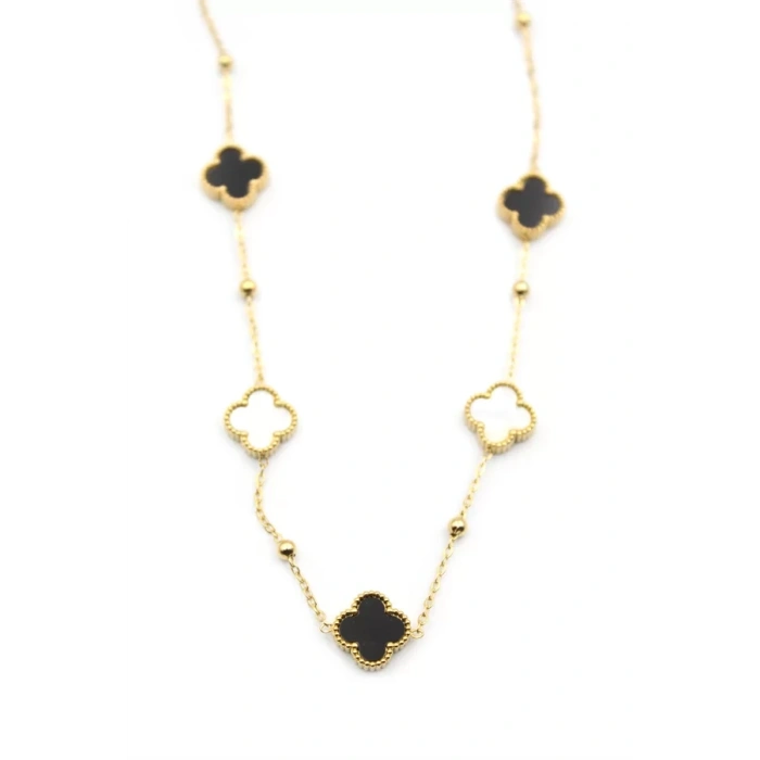 Boncuklu Yonca Kolye - Altın