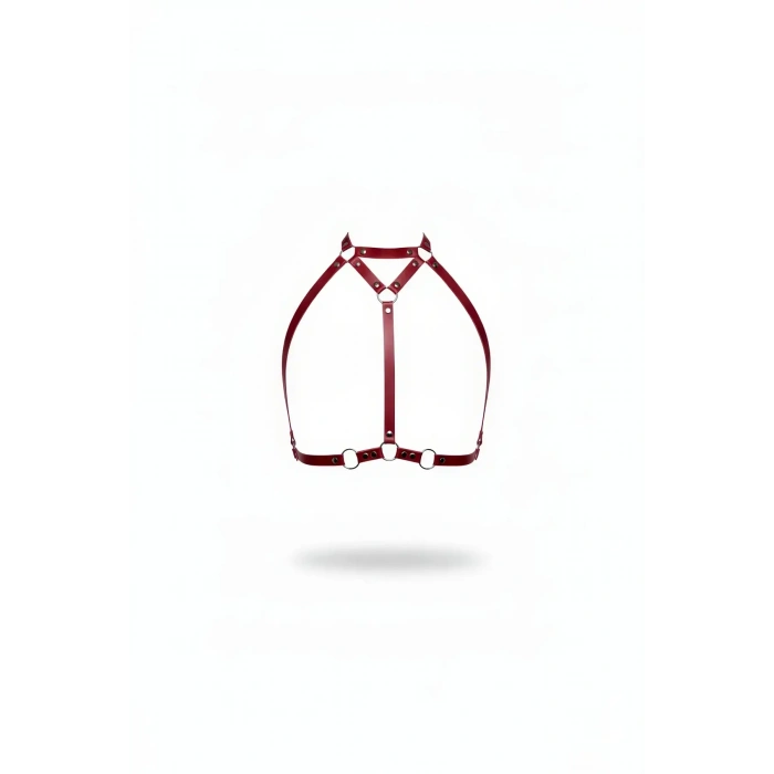 Bordo Göğüs Harness Deri Yüksek Yaka Vücut Aksesuarı - Brf245