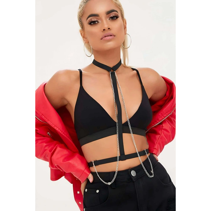 Boyundan Bağlı Zincir Detaylı Harness - Brf41