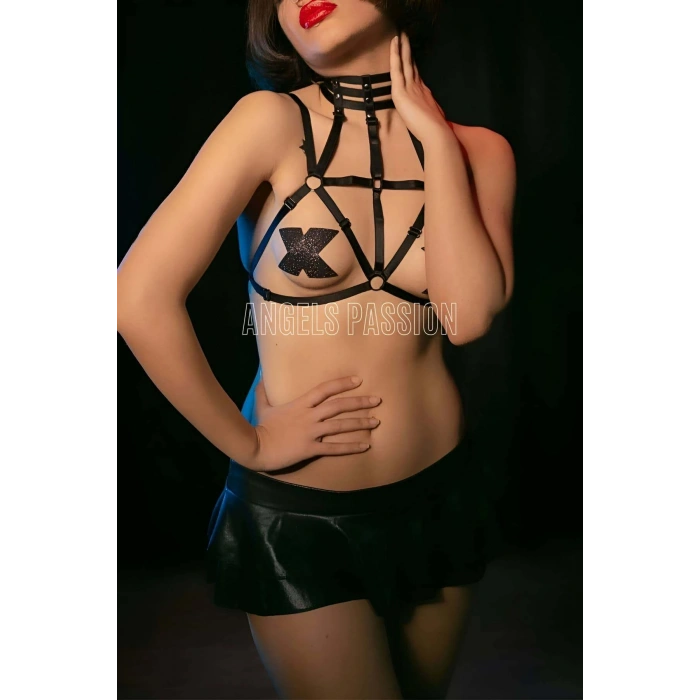 Boyunu Saran Seksi Lastik Harness - Bayan Fantazi Giyim Lastik - Brf118