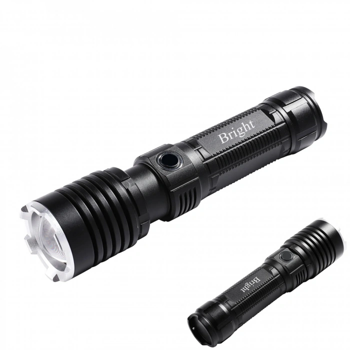 Bright Ght-5761 Xp50 Led 3 Mod Zoomlu Yağmur Suyu Geçirmez Şarjlı El Feneri