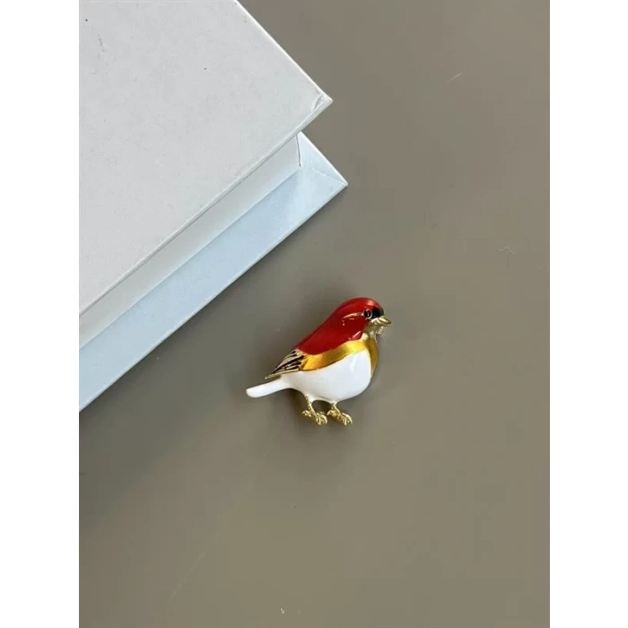 Bülbül Broş - Kırmızı