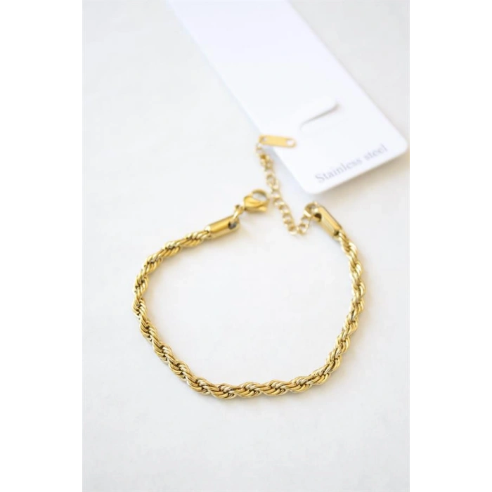 Burgu Çelik Bileklik 3mm - Altın