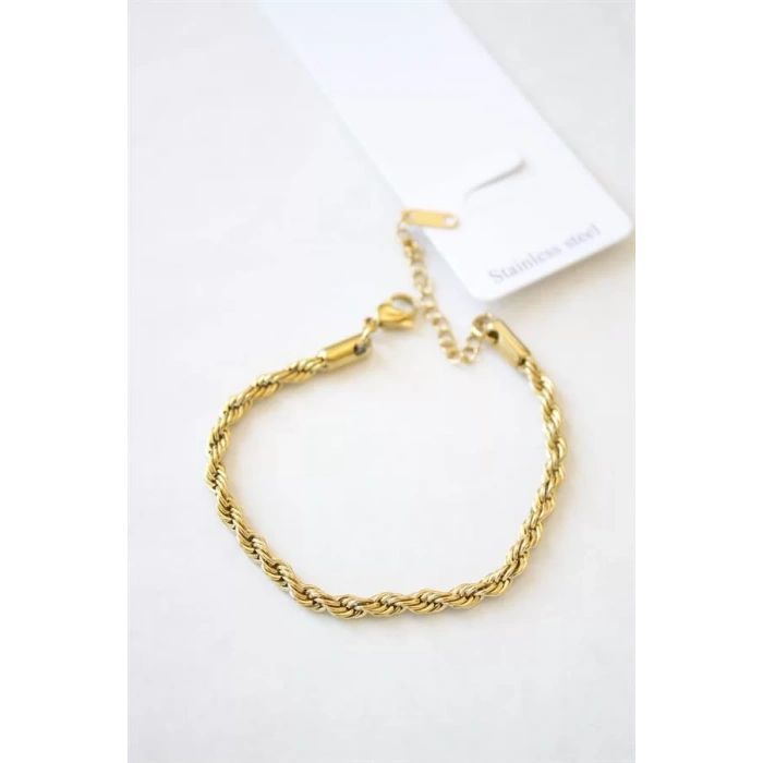 Burgu Çelik Bileklik 3mm - Altın