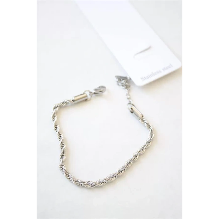 Burgu Çelik Bileklik 3mm - Gümüş