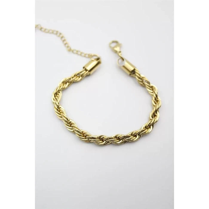 Burgu Çelik Bileklik 4mm - Altın