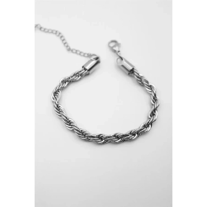 Burgu Çelik Bileklik 4mm - Gümüş