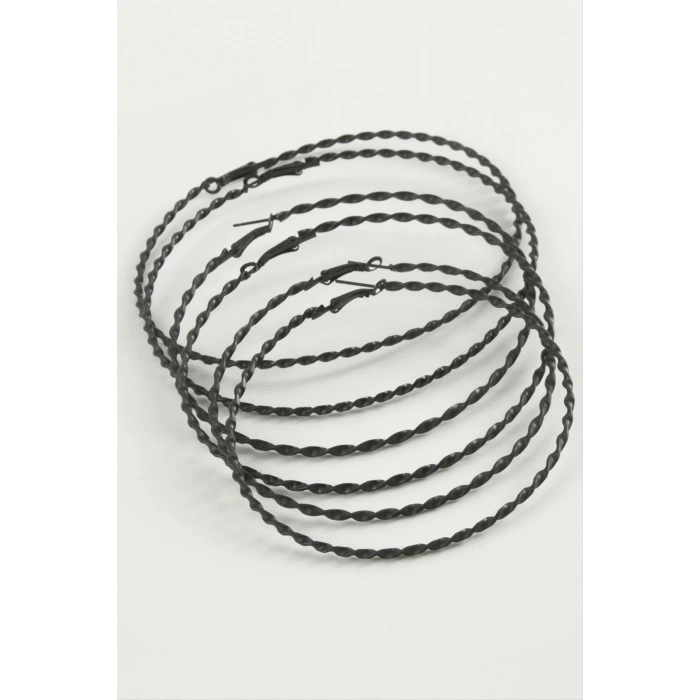 Burgulu Metal Halka Küpe 6 Adet