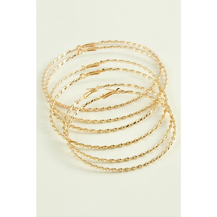 Burgulu Metal Halka Küpe 6 Adet