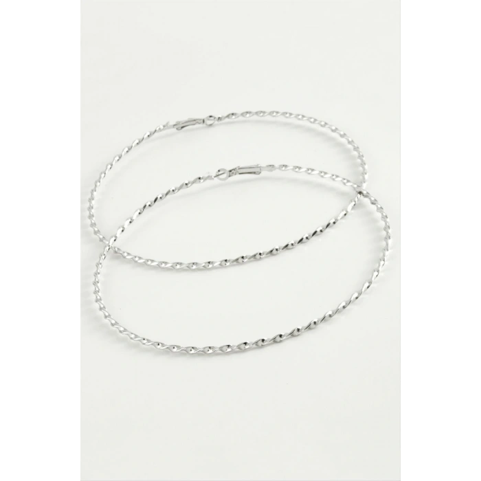 Burgulu Metal Halka Küpe 8-9-10 cm