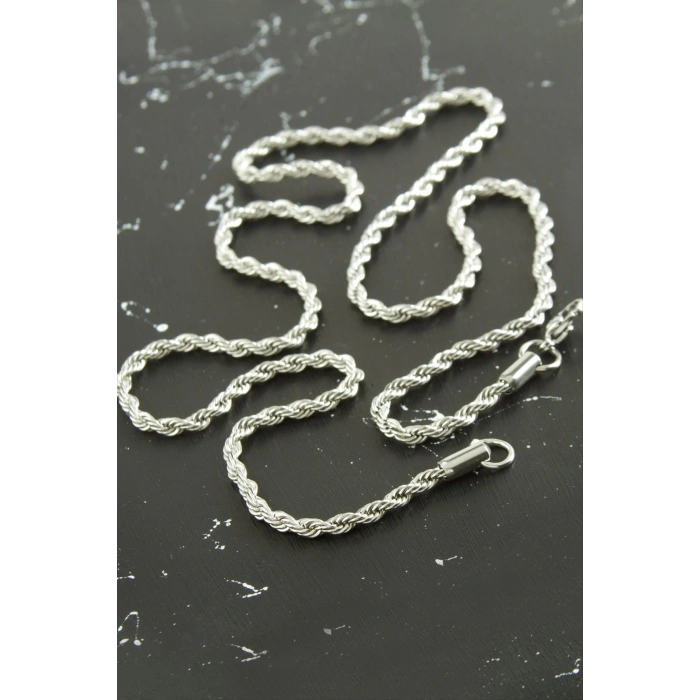 Burgulu Zincir Çelik Kolye 55 cm