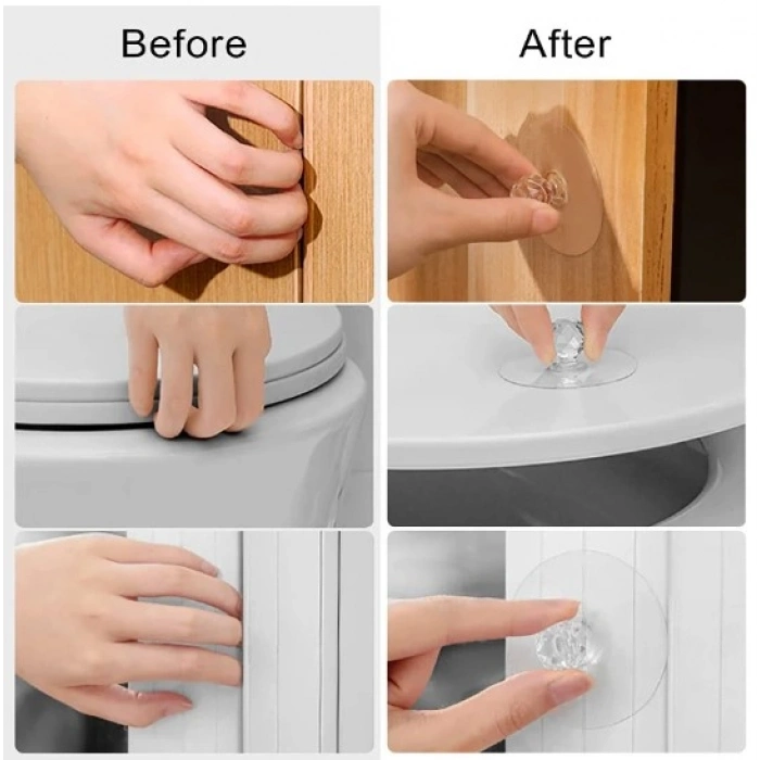 Büyük Boy Çok Amaçlı Yapışkan Kristal Tutacak Kulp 4 Adet (4887)