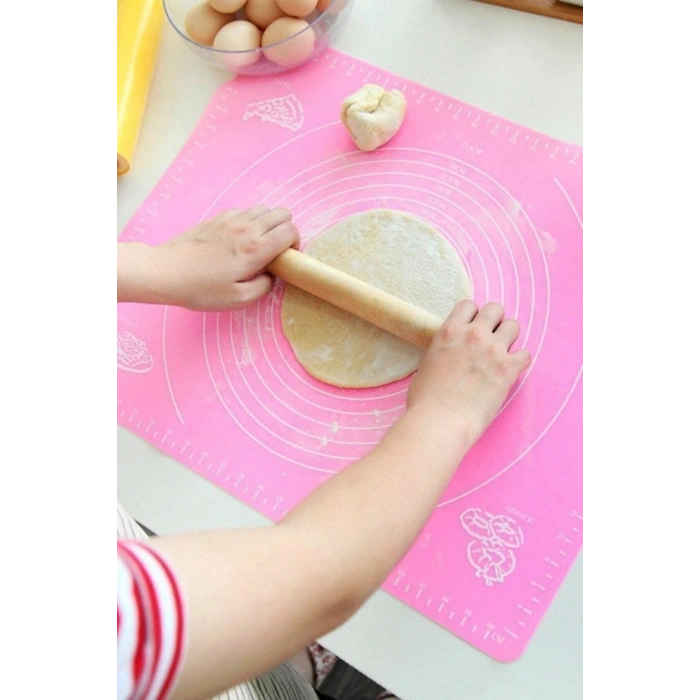 Büyük Boy Silikon Hamur Açma Matı 50x40 Cm Hamur Açma Matı Ölçekli