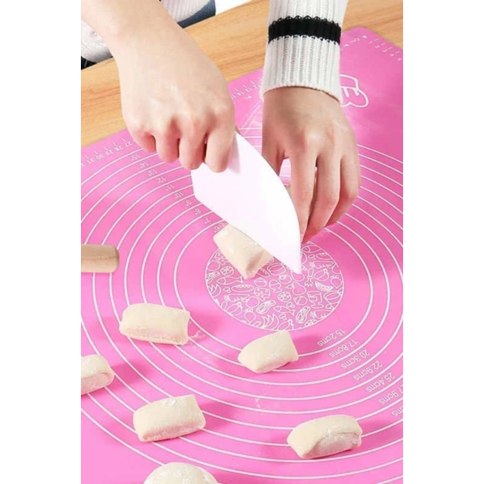 Büyük Boy Silikon Hamur Açma Matı 50x40 Cm Hamur Açma Matı Ölçekli