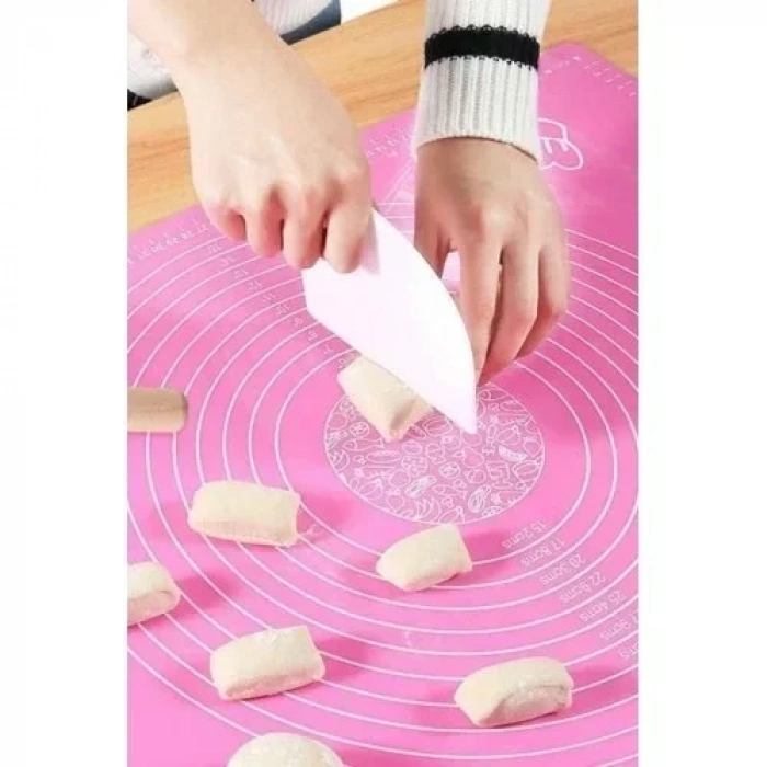 Büyük Boy Silikon Hamur Açma Matı 50x40 Cm Hamur Açma Matı Ölçekli