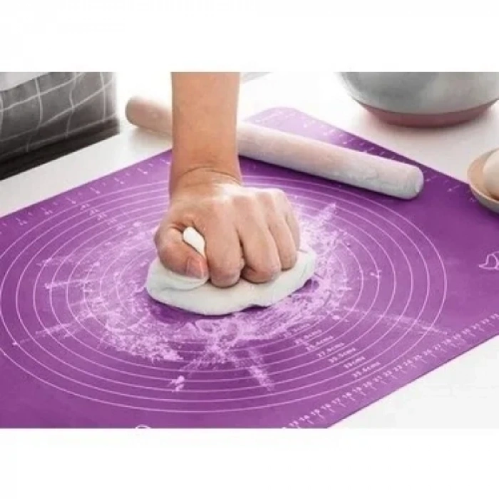 Büyük Boy Silikon Hamur Açma Matı 50x40 Cm Hamur Açma Matı Ölçekli
