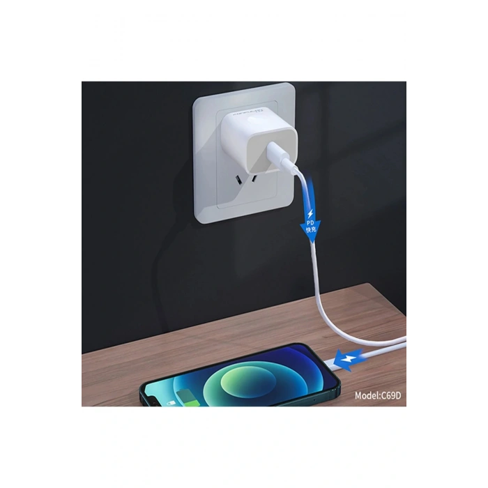 C69D 20W + 1M 18W DC15 Type-C to Type-C Kablolu PD Şarj Cihazı