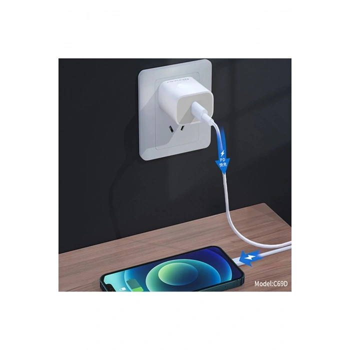 C69D 20W + 1M 18W DC15 Type-C to Type-C Kablolu PD Şarj Cihazı