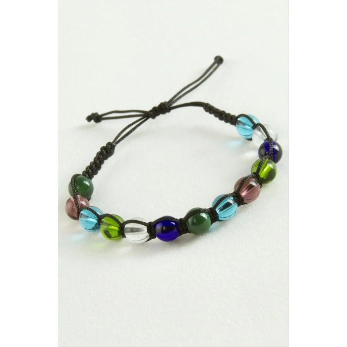 Cam Boncuk Makrome İp Bileklik