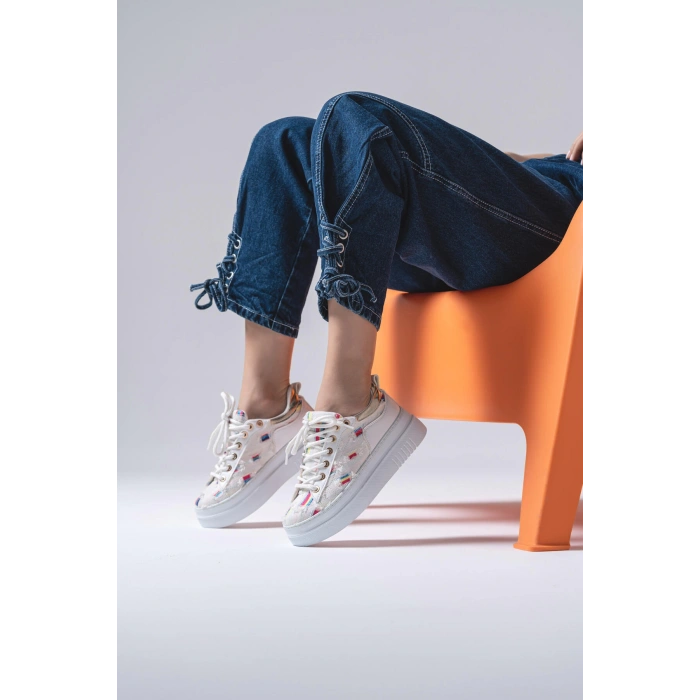 Candida Beyaz Kot Spor Ayakkabı